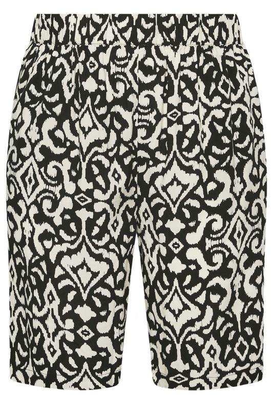 YOURS Plus Size Black Ikat Print Woven Shorts | Yours Clothing 5