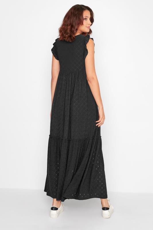 LTS Tall Black Broderie Anglaise Frill Maxi Dress 3
