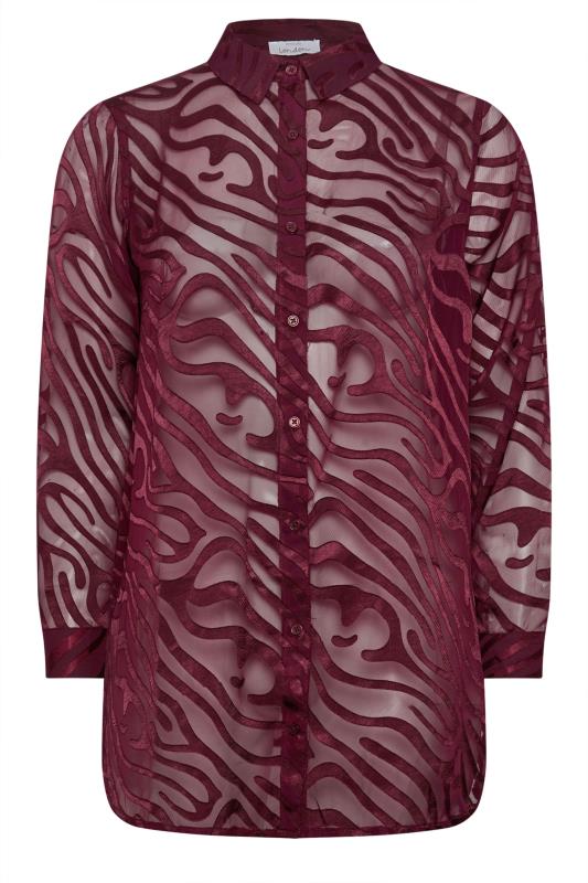 YOURS LONDON Plus Size Red Zebra Burnout Shirt | Yours Clothing 6