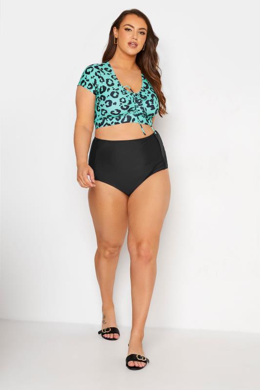 Plus Size Blue Leopard Print Bikini Crop Top | Yours Clothing 2