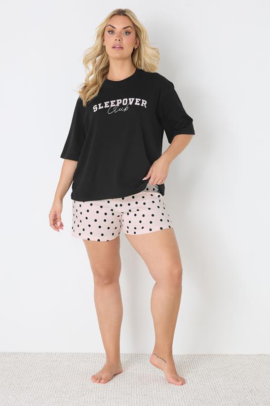 YOURS Plus Size Pink Polka Dot Pyjama Shorts | Yours Clothing 1