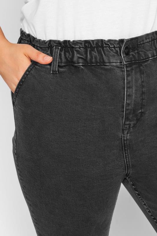 Curve Black Washed Elasticated MOM Jeans 3