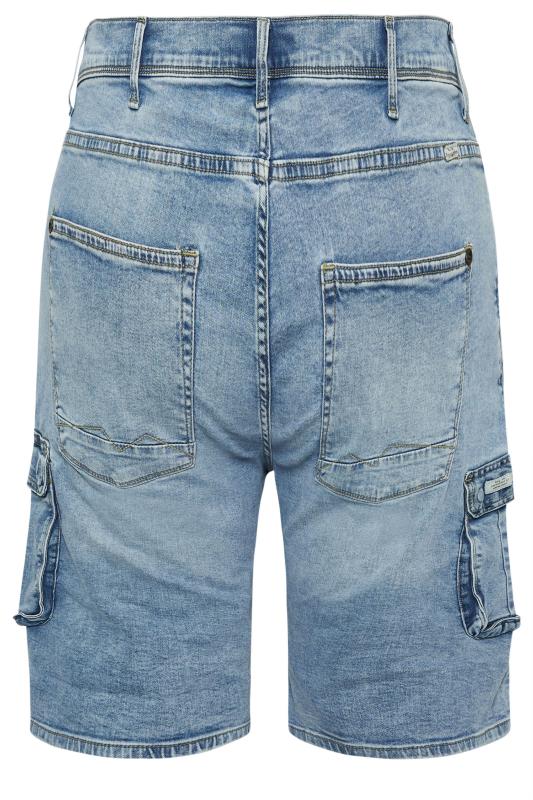 BLEND Big & Tall Blue Denim Cargo Shorts | BadRhino 5