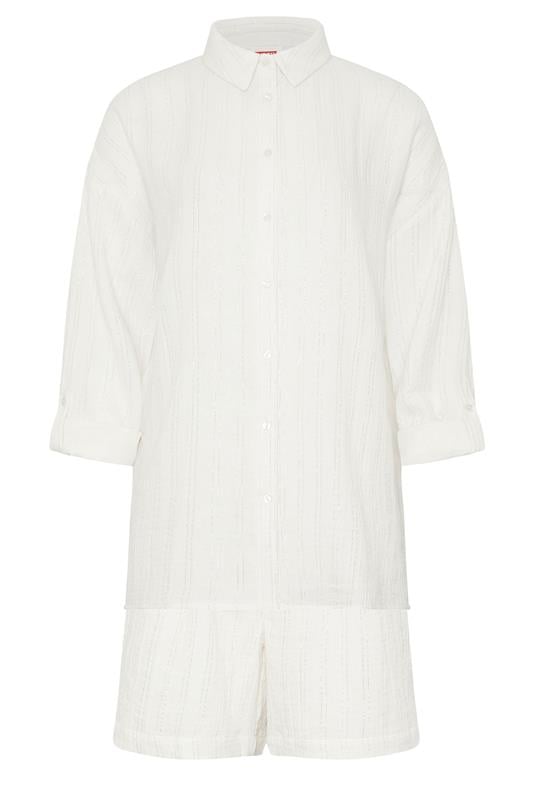 LTS Tall Women's Set Cream Metallic Shirt & Tie Front Shorts | Long Tall Sally 9