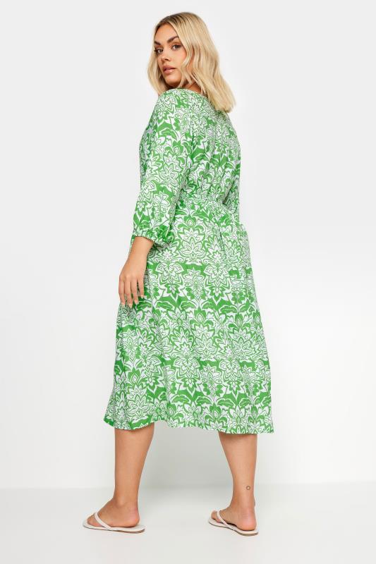 YOURS Plus Size Green Paisley Print V-Neck Midaxi Dress | Yours Clothing 5