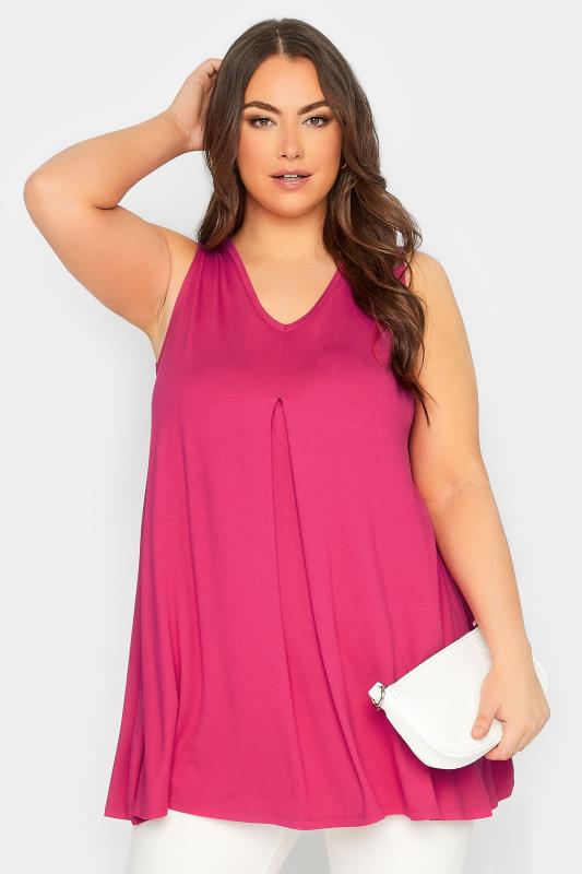 YOURS Plus Size Hot Pink Swing Vest Top | Yours Clothing 1