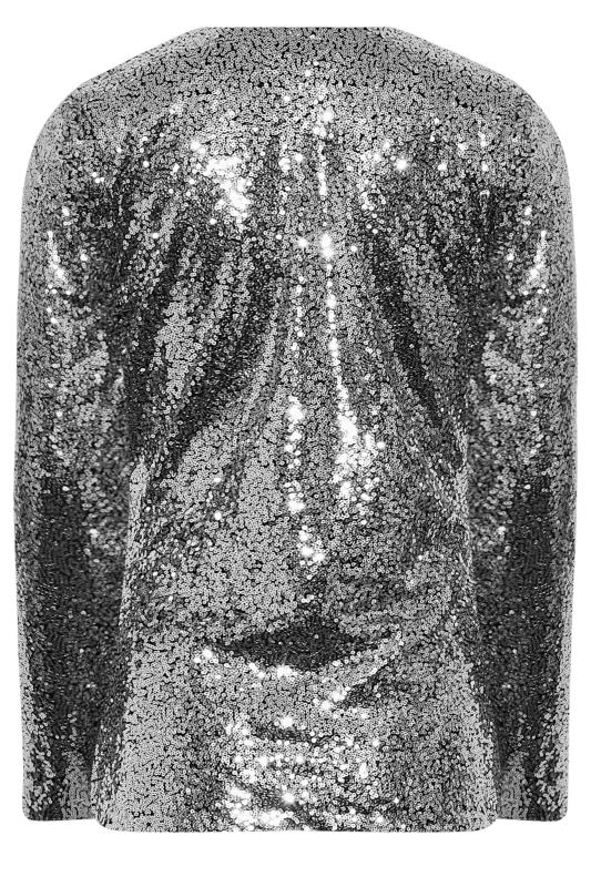 LTS Tall Women's Silver Sequin Embellished Wrap Top | Long Tall Sally 6
