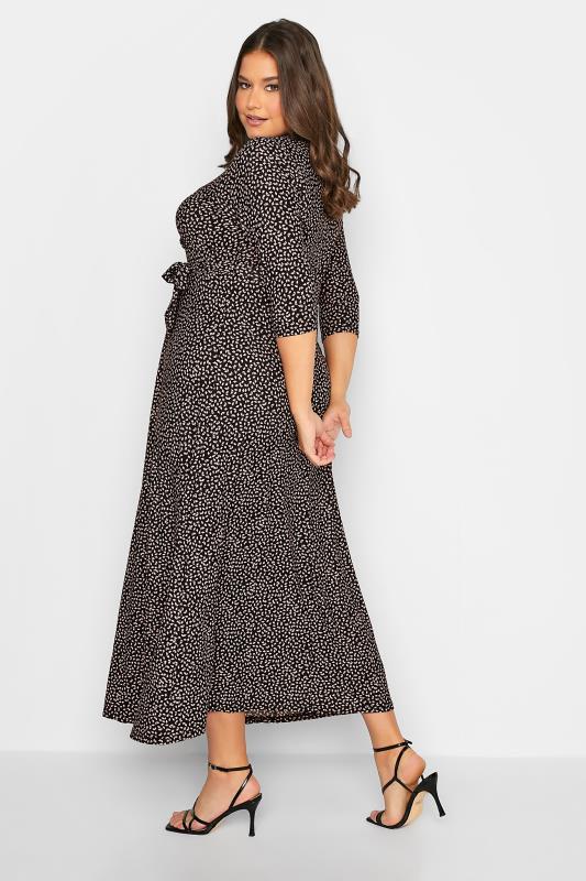 Plus Size Black Leaf Print V-Neck Maxi Dress | Yours Clothing 3