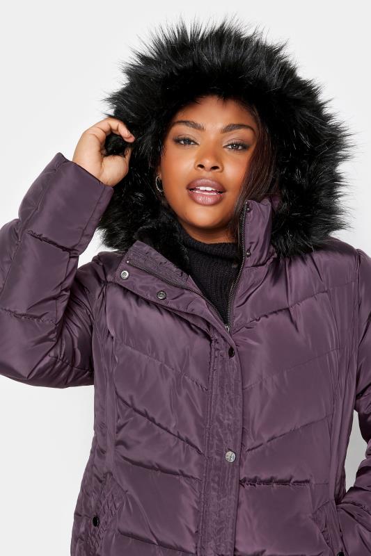 YOURS Plus Size Purple Puffer Coat | Yours Clothing 4