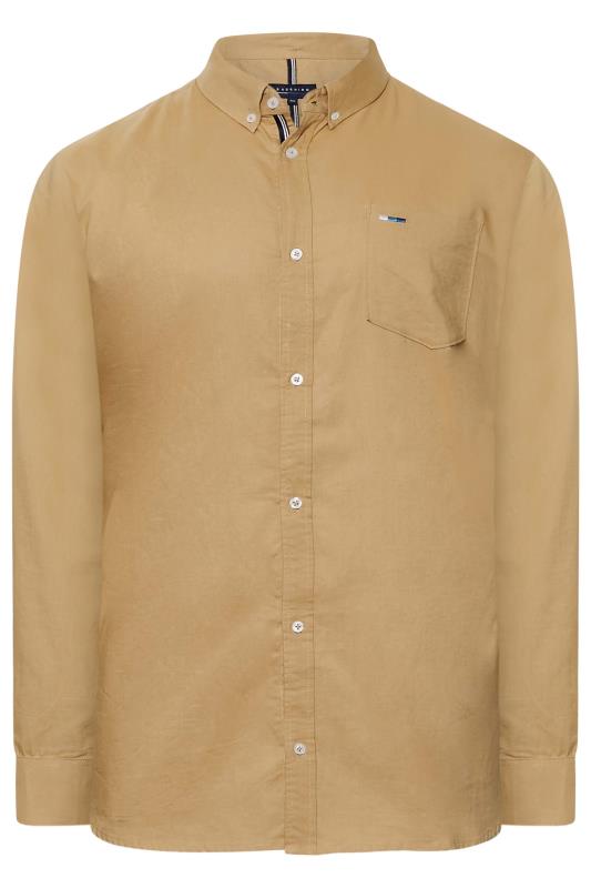 BadRhino Big & Tall Beige Brown Long Sleeve Oxford Shirt | BadRhino 3