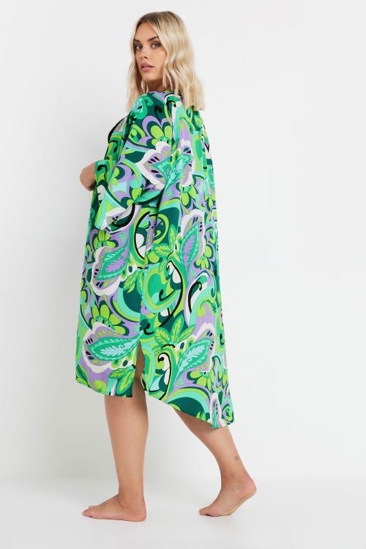 YOURS Plus Size Green Abstract Print Kimono | Yours Clothing 4