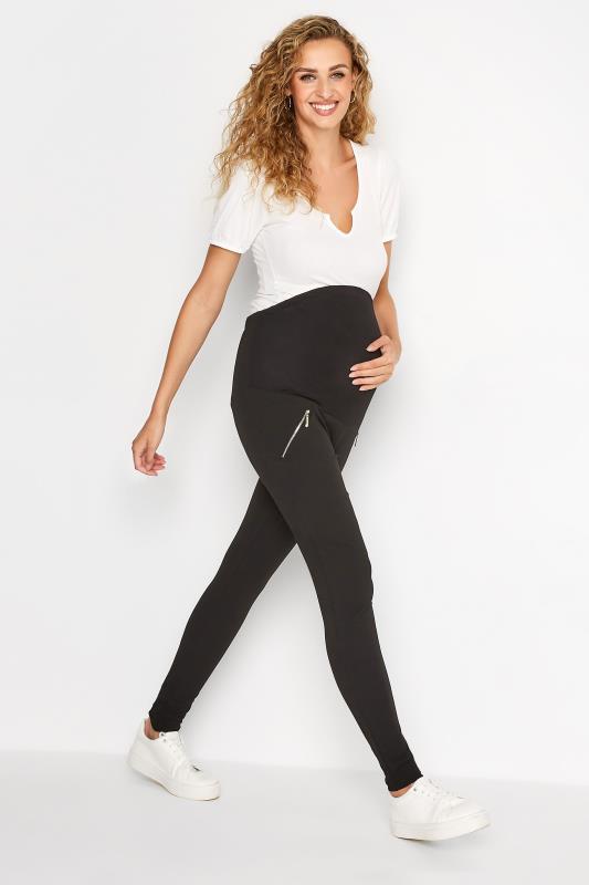 LTS Tall Maternity Black Zip Side Leggings 2