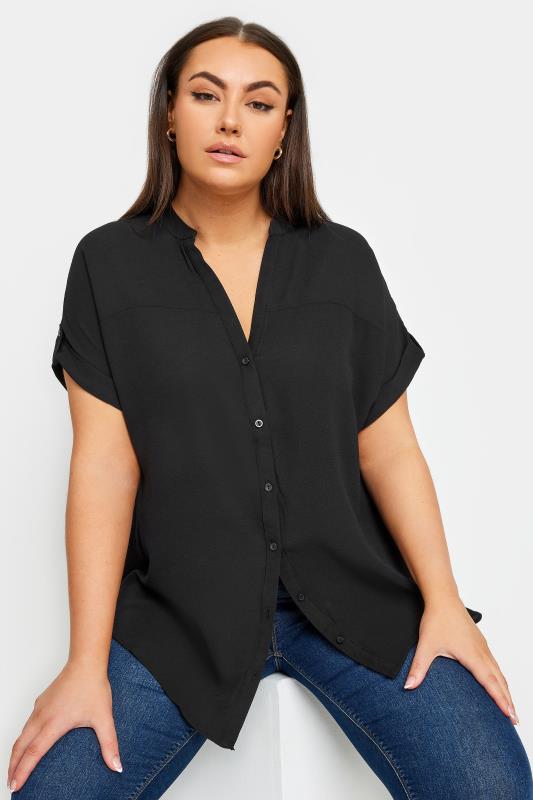 YOURS Plus Size Black Button Through Shirt | Yours Clothing 1