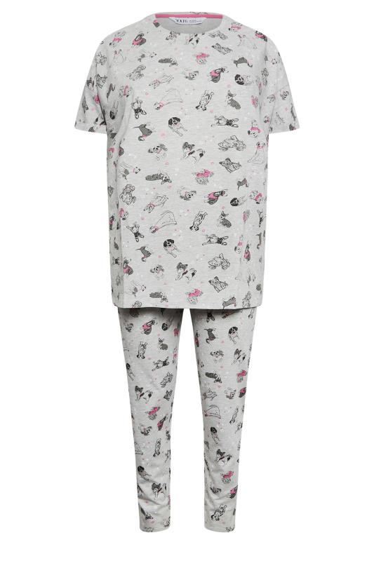 YOURS Plus Size Grey Dog Print Pyjama Set | Yours Clothing 7