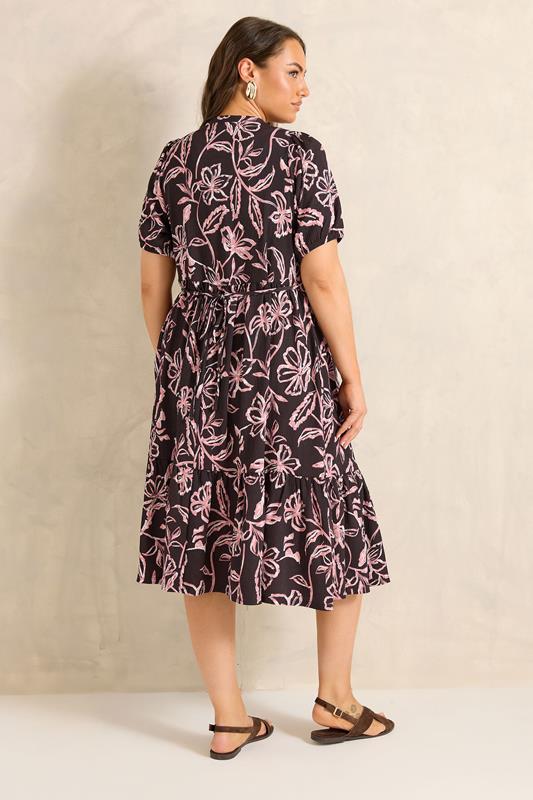 EVANS Plus Size chocolate Brown Floral Tiered Dress | Evans 2