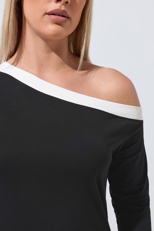 LIMITED COLLECTION Plus Size Black Contrast Off Shoulder Top | Yours Clothing 4