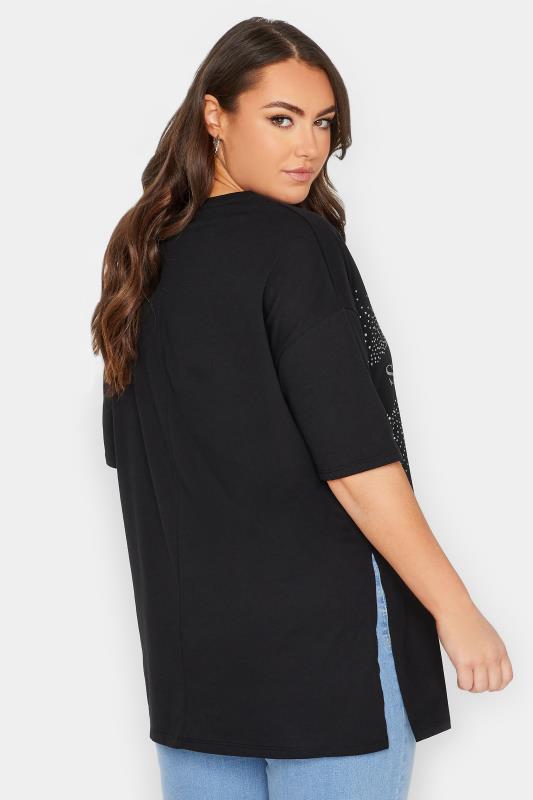 YOURS Plus Size Curve Black 'San Francisco' Slogan Sequin T-Shirt | Yours Clothing 3