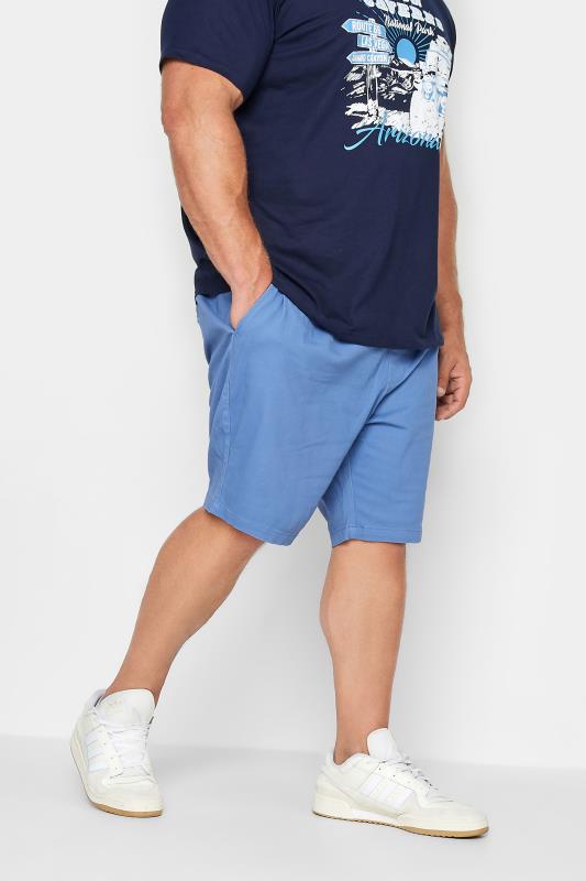 BadRhino Big & Tall Blue Stretch Elasticated Waist Chino Shorts | BadRhino 1