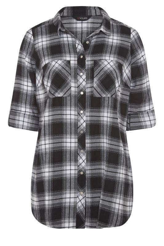 Plus Size Black Check Cotton Boyfriend Shirt | Yours Clothing 6