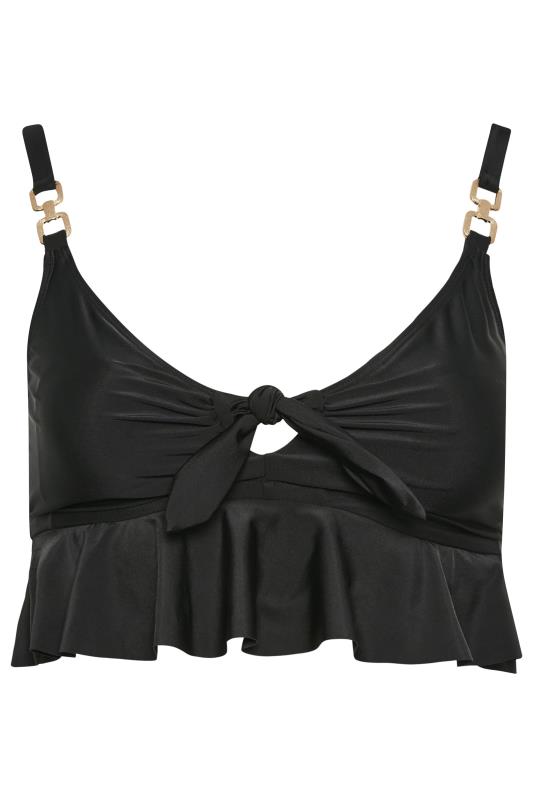 YOURS Curve Plus Size Black Front Knot Bikini Top | Yours Clothing  7