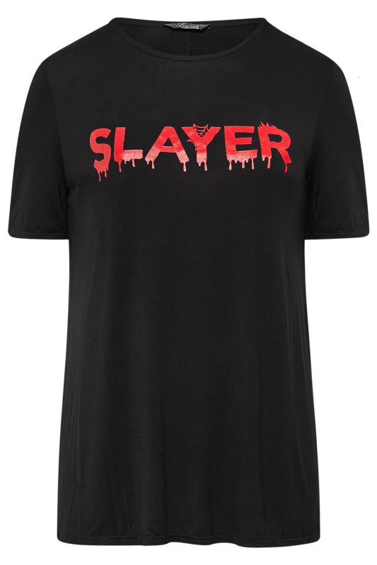 LIMITED COLLECTION Plus Size Black 'Slayer' Halloween T-Shirt | Yours Clothing 5