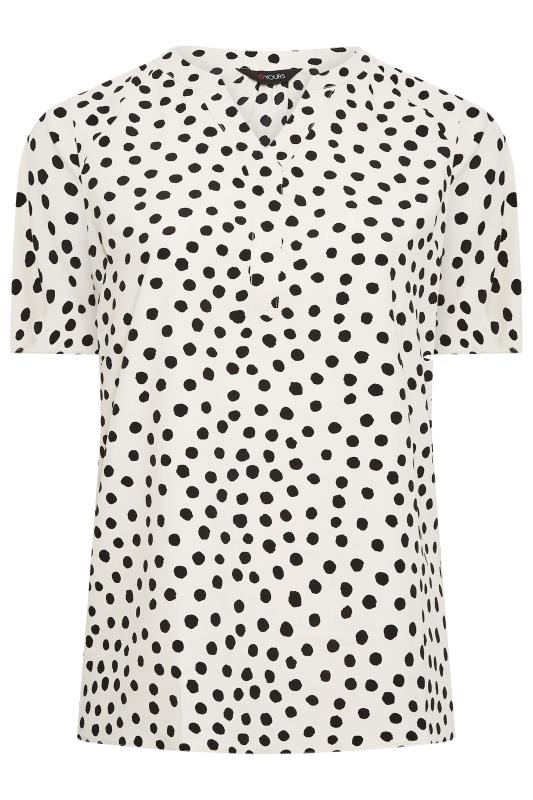 YOURS Plus Size White Polka Dot Print V-Neck Blouse | Yours Clothing 6