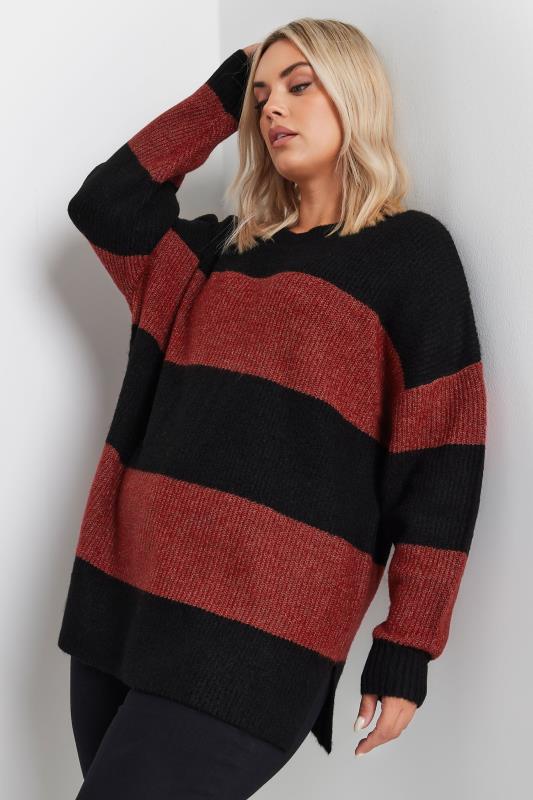 YOURS Plus Size Red Stripe Knitted Jumper | Yours Clothing 2