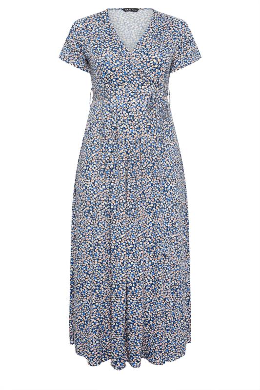 YOURS Plus Size Blue Floral Maxi Wrap Dress | Ypurs Clothing 5