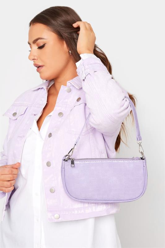 Lilac Purple Faux Croc Shoulder Bag_A.jpg