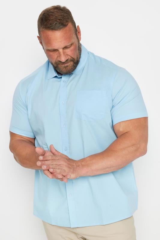 Men's  BadRhino Big & Tall Light Blue Stretch Short Sleeve Shirt