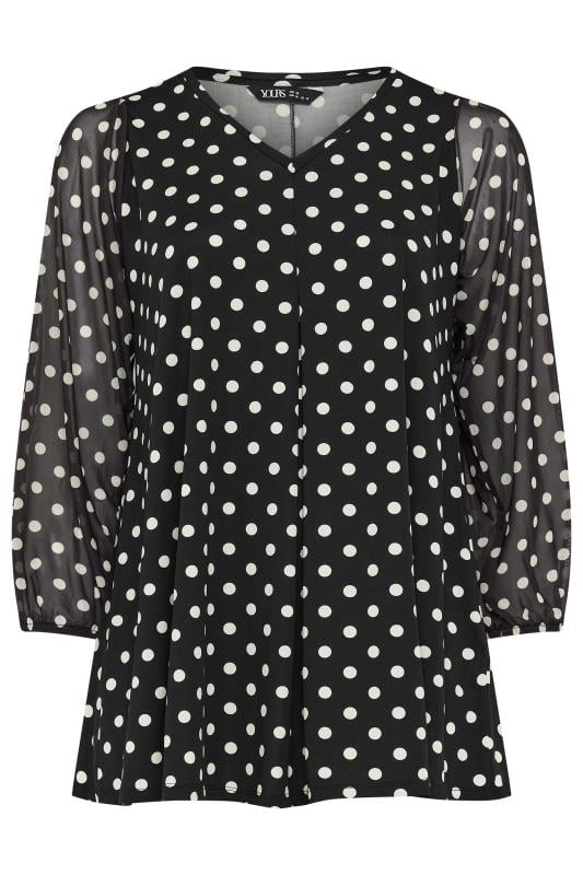 Plus Size Curve Black Dot Print Mesh Swing Top | Yours Clothing 5