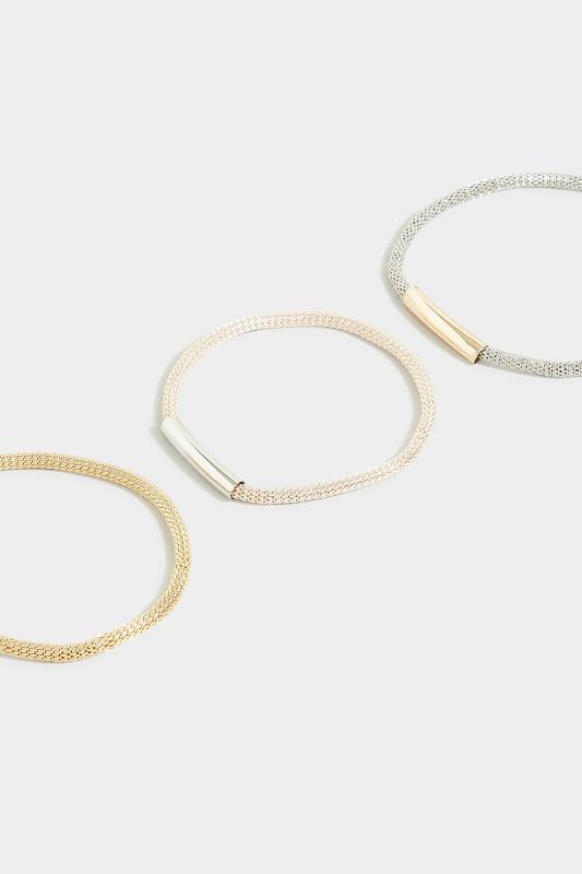 Plus Size 3 PACK Silver & Gold Chain Bracelet Set | Yours Clothing 4