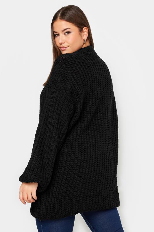 YOURS Plus Size Black Funnel Neck Oversized Knitted Jumper | Yours Clothing 3