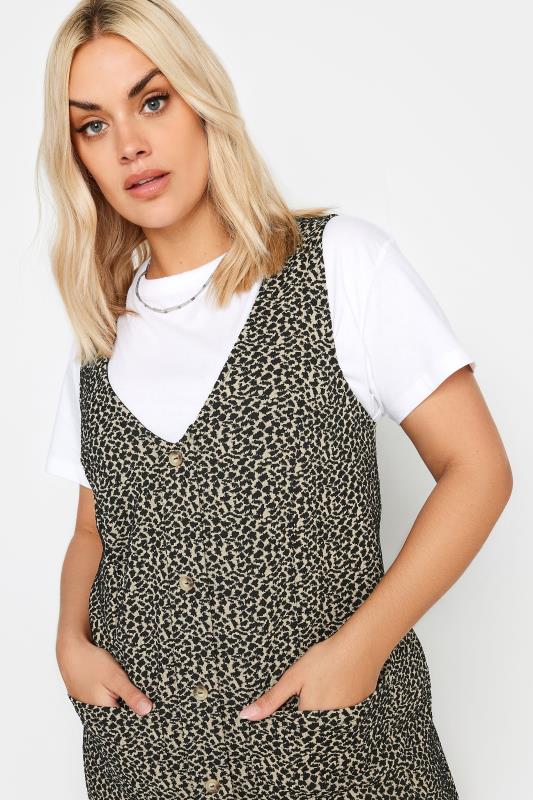 LIMITED COLLECTION Curve Grey Animal Print A-Line Pinafore Dress | Yours Clothing 4