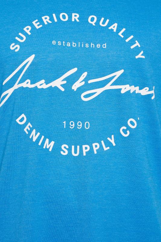 JACK & JONES Big & Tall 3 PACK Black & Blue Logo Printed T-Shirts | BadRhino 3