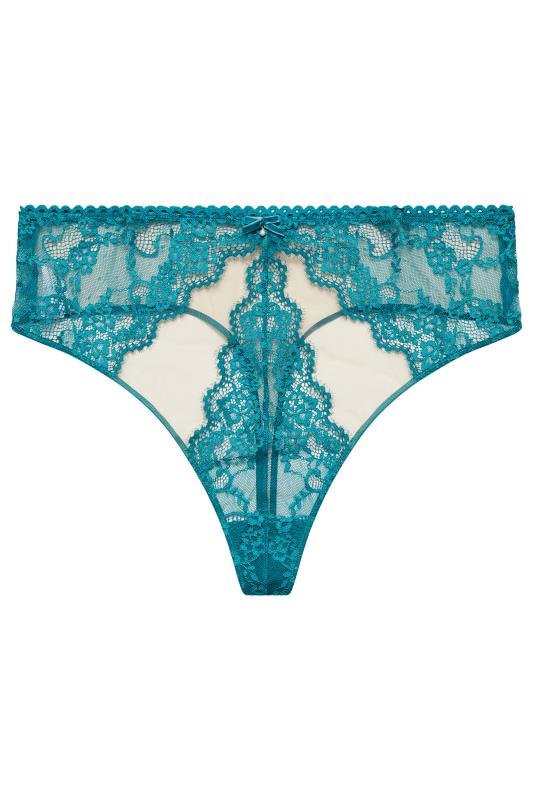 PLAYFUL PROMISES Phoebe Turquoise Blue Lace High Waisted Thong | Yours Clothing 4