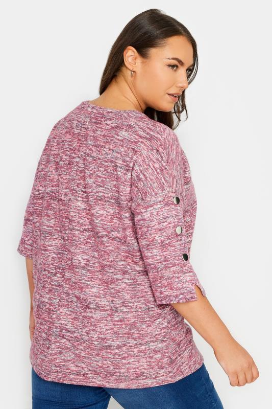 YOURS Plus Size Red Marl Soft Touch Button Jumper | Yours Clothing 3