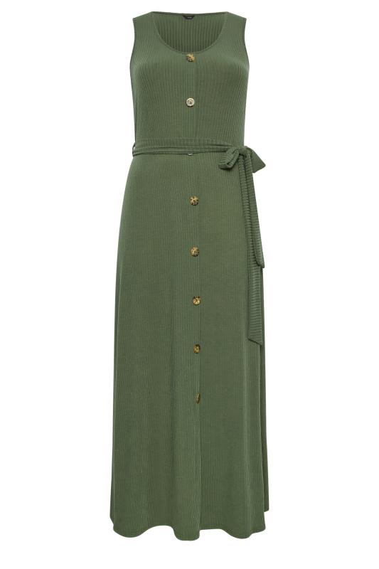 YOURS Plus Size Green Ribbed Sleeveless Maxi Dress | Yours Clothing 7