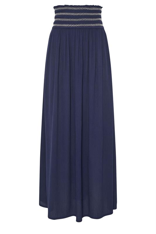 LTS Tall Navy Blue Embroidered Waist Maxi Skirt 5