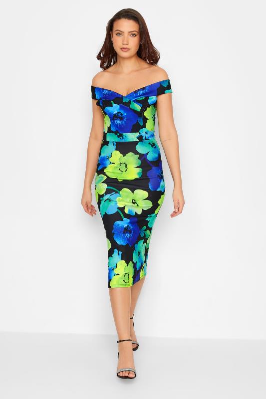 LTS Tall Women's Black Floral Bardot Midi Dress | Long Tall Sally 2