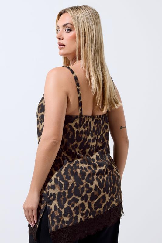 LIMITED COLLECTION Plus Size Chocolate Brown Leopard Asymmetric Vest Top | Yours Clothing 2