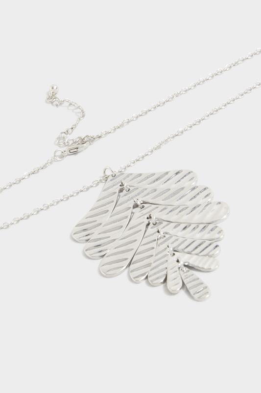 Silver Tone Leaf Pendant Long Necklace 4