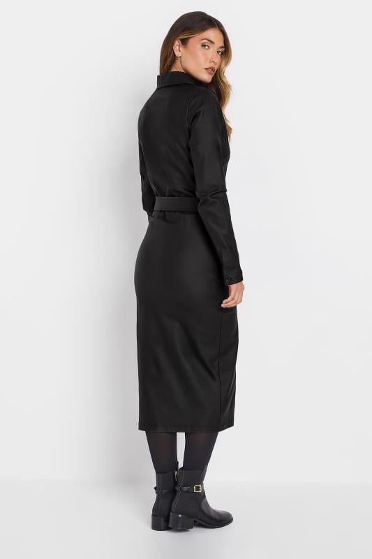 LTS Tall Black Coated Midi Shirt Dress | Long Tall Sally 5