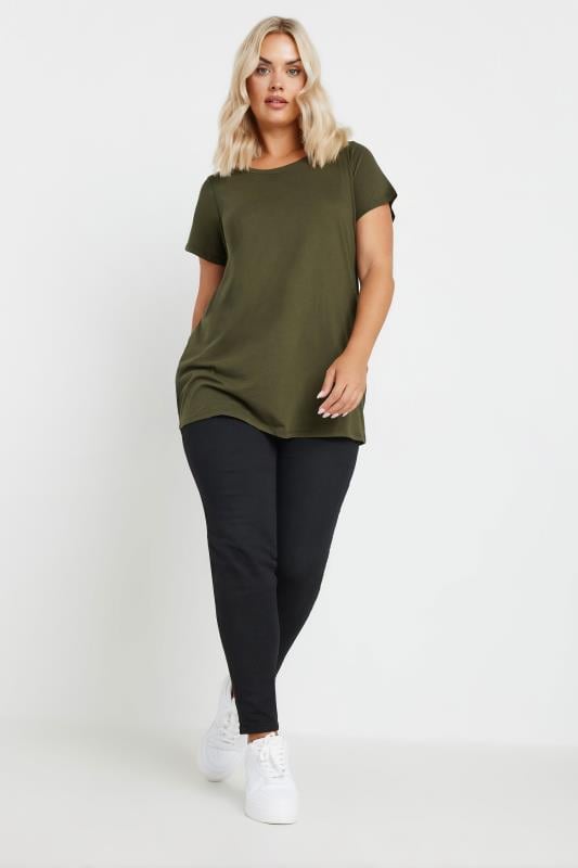 YOURS Plus Size 3 PACK Natural Brown & Green Core T-Shirts | Yours Clothing 3