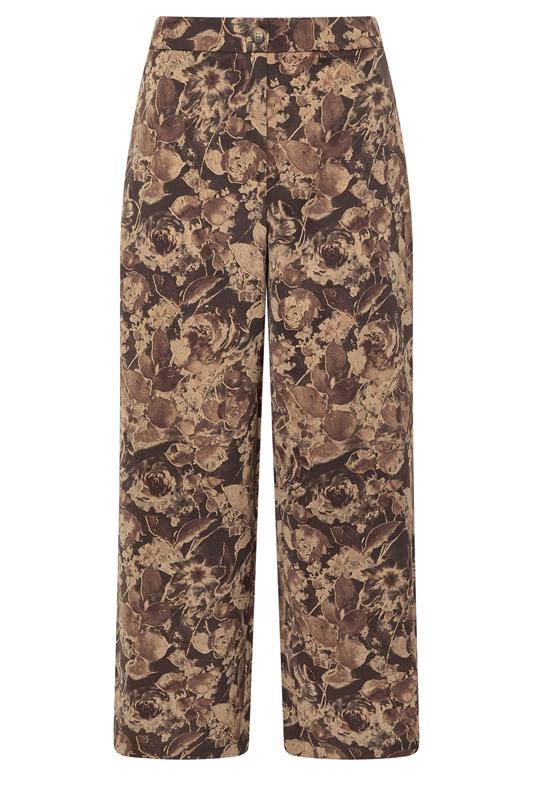 PixieGirl Petite Women's Brown Floral Wide Leg Trousers | PixieGirl 1