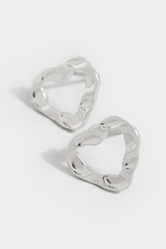 Silver Heart Shaped Stud Earrings 3