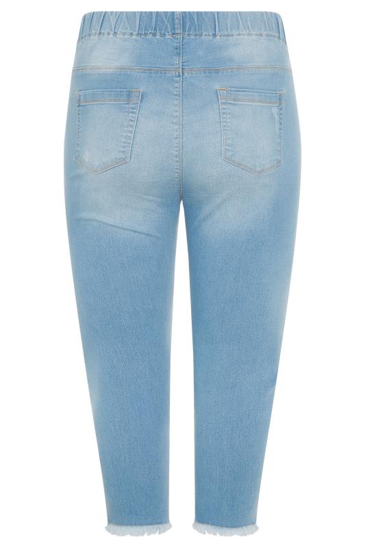 YOURS FOR GOOD Light Blue Cat Scratch Cropped JENNY Jeggings 6