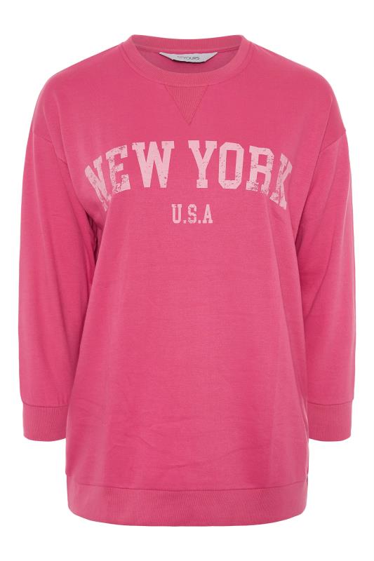 Curve Hot Pink 'New York' Slogan Sweatshirt 6