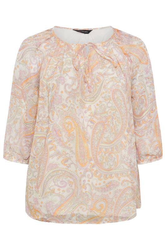 YOURS Plus Size Pink Paisley Print Tie Neck Blouse | Yours Clothing 5
