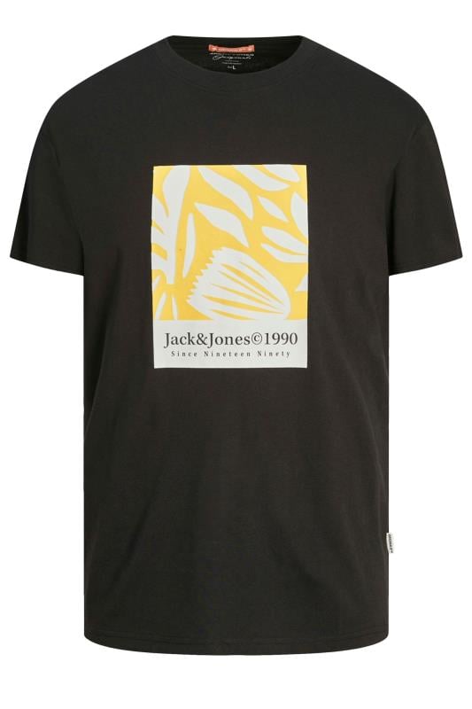 JACK & JONES Big & Tall Black Branded Graphic Short Sleeve T-Shirt | BadRhino 2